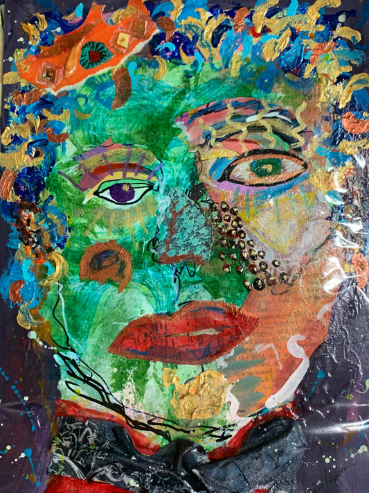 "The Most Fabulous Prince on Earth" Abstract Face Multi-Media Original Artwork