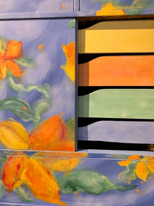 SOLD Floral Waterlily Cabinet
