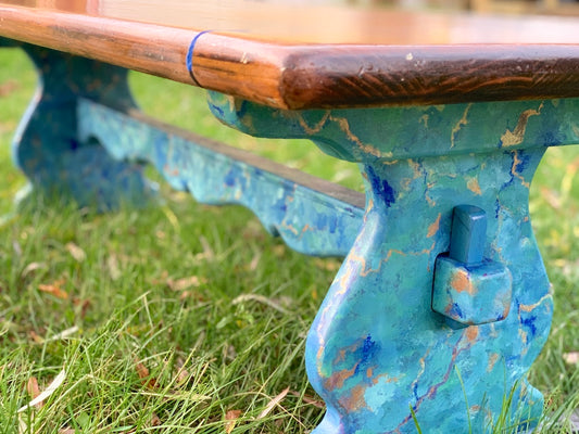SOLD Copper Veined Blue Coffee Table